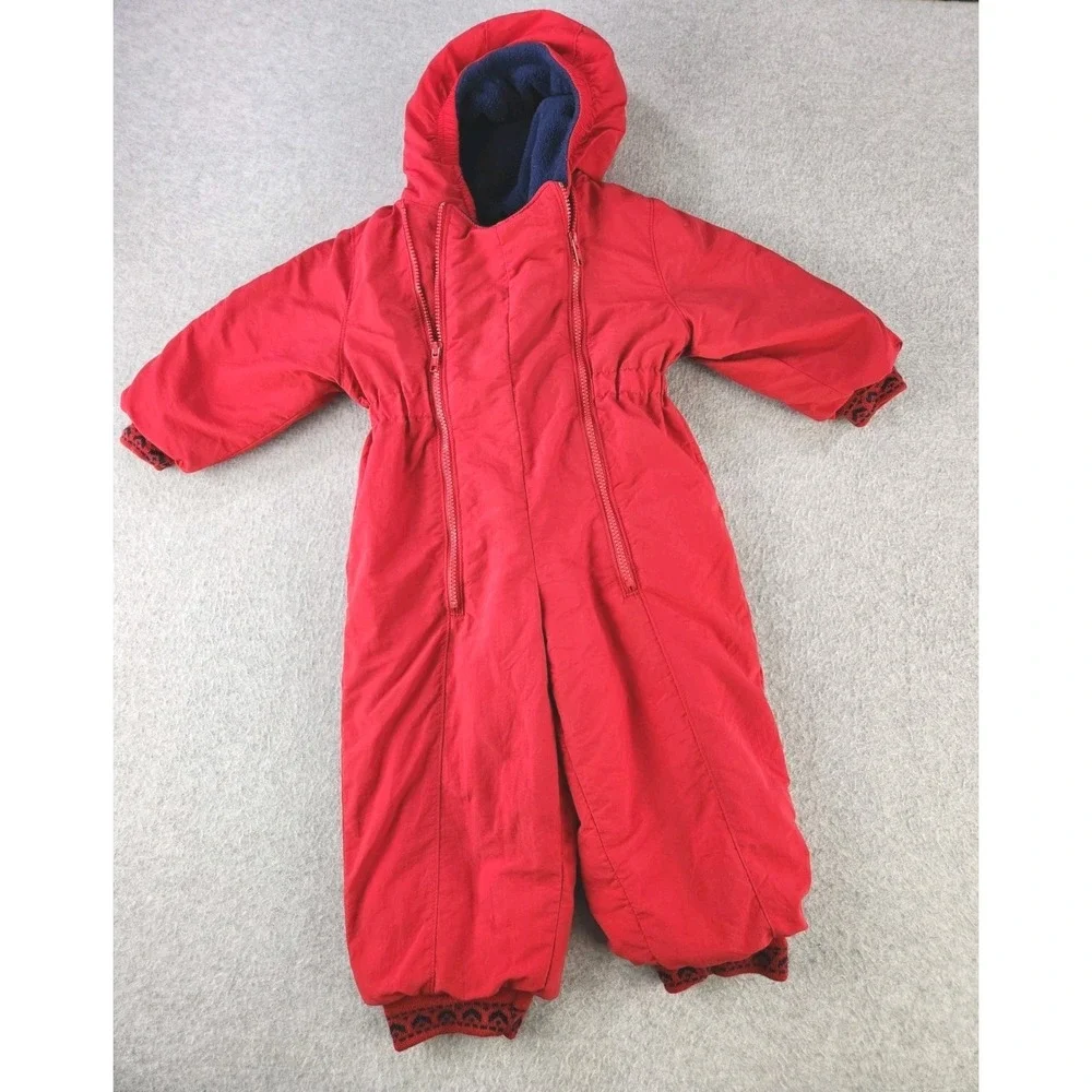 LAND'S END Insulated Fleece lined Snowsuit Hood Jacket Sz 2T Baby Toddler Zip Up